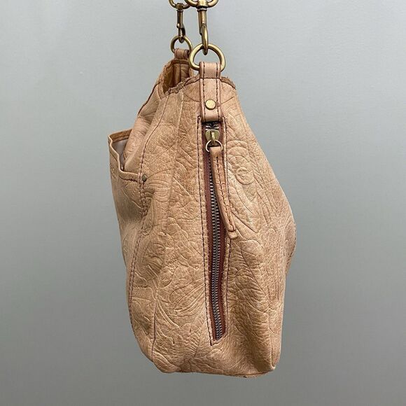 American Leather Co Tooled Leather Shoulder Bag Tan Buttery Soft Medium - Picture 5 of 15